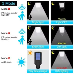 Solar light with three operation modes